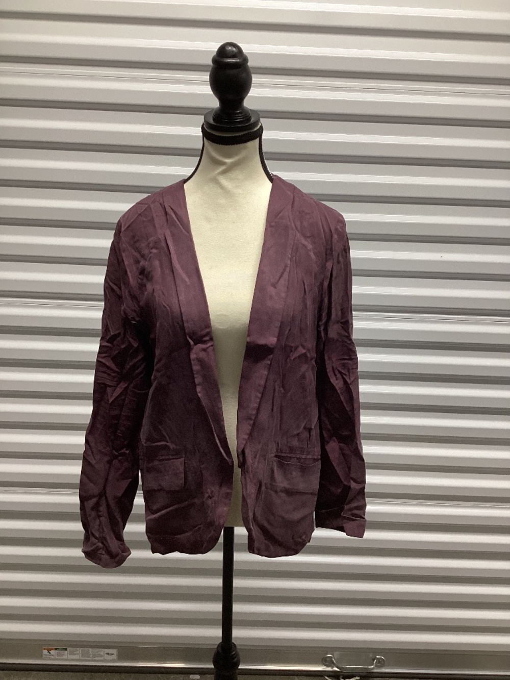 Anthropologie Elevenses Whitby Tencel Open Blazer, Plum, Size 12 EUC